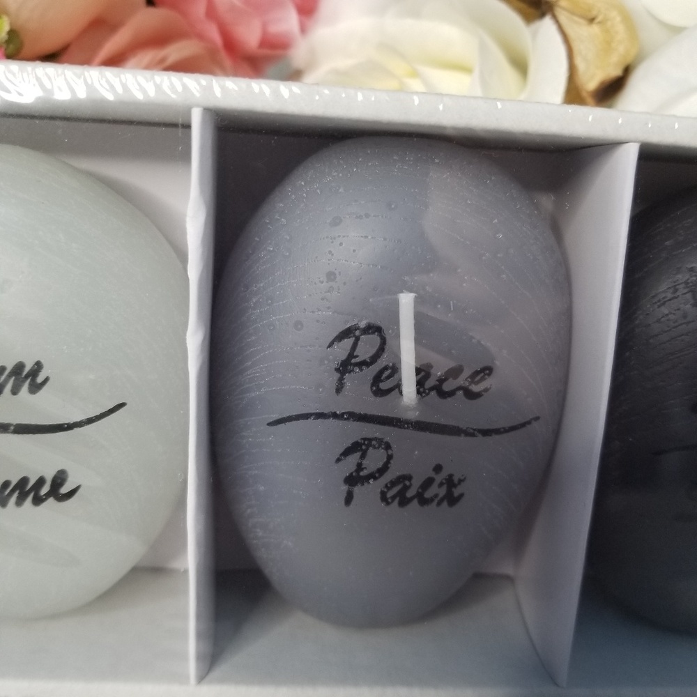 Set of 3 Faux Rock Candles Calm Peace Serenity - Picture 2 of 5